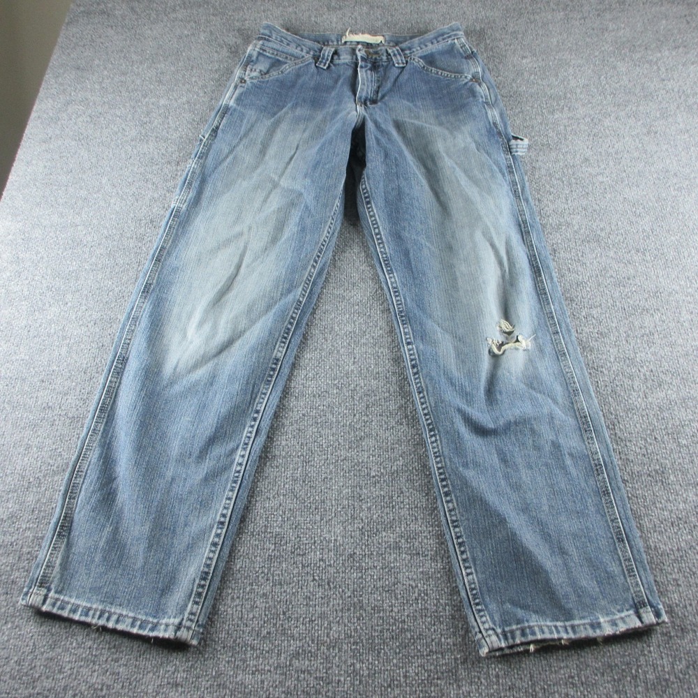 Lee Dungarees Jeans Mens 30x32 Blue Relaxed Carpenter‎ Light Wash Denim Workwear